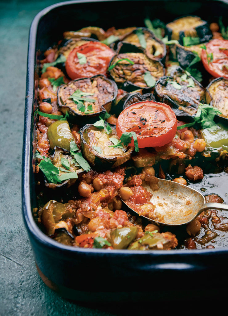 Eggplant, Chickpea, and Tomato Bake (Musaqa’a)