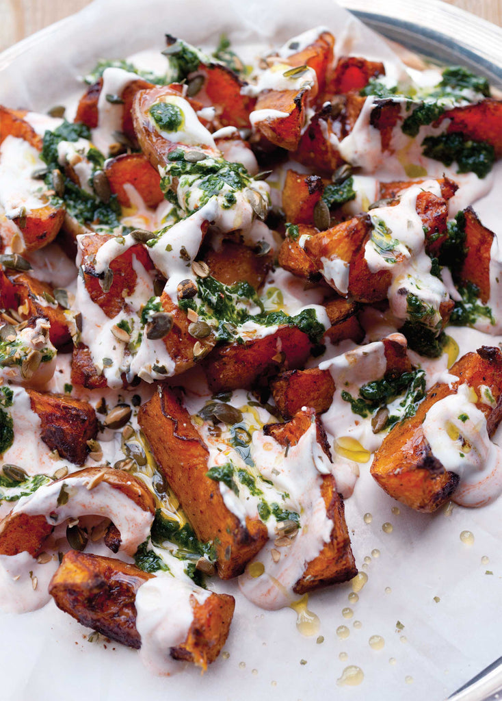 Squash with Chile Yogurt and Cilantro Sauce